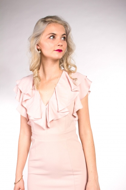 obrázok 3 ASOS ružové midi šaty s volánom